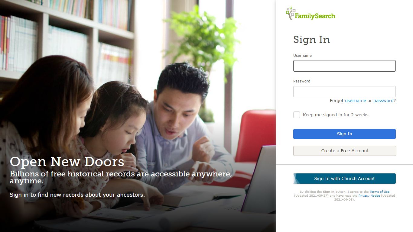 FamilySearch: Sign In